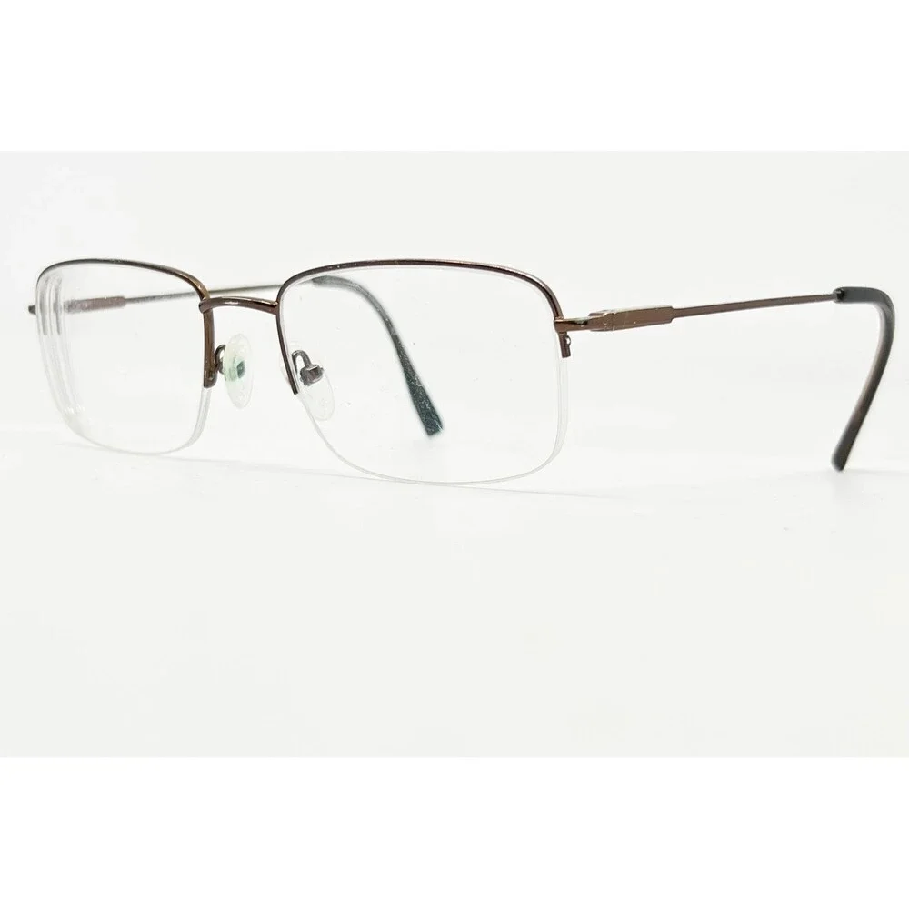 Tura Eyeglass Frames Mens Brown Semi Rimless Rectangular Metal 53-18-140